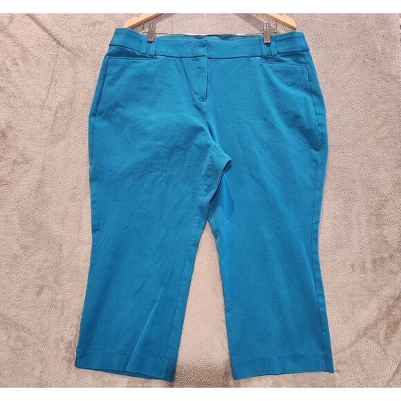 Lane Bryant Womens Teal Blue The Allie Wide Leg Cropped Pants Size 18 Beach Chic - Picture 1 of 14